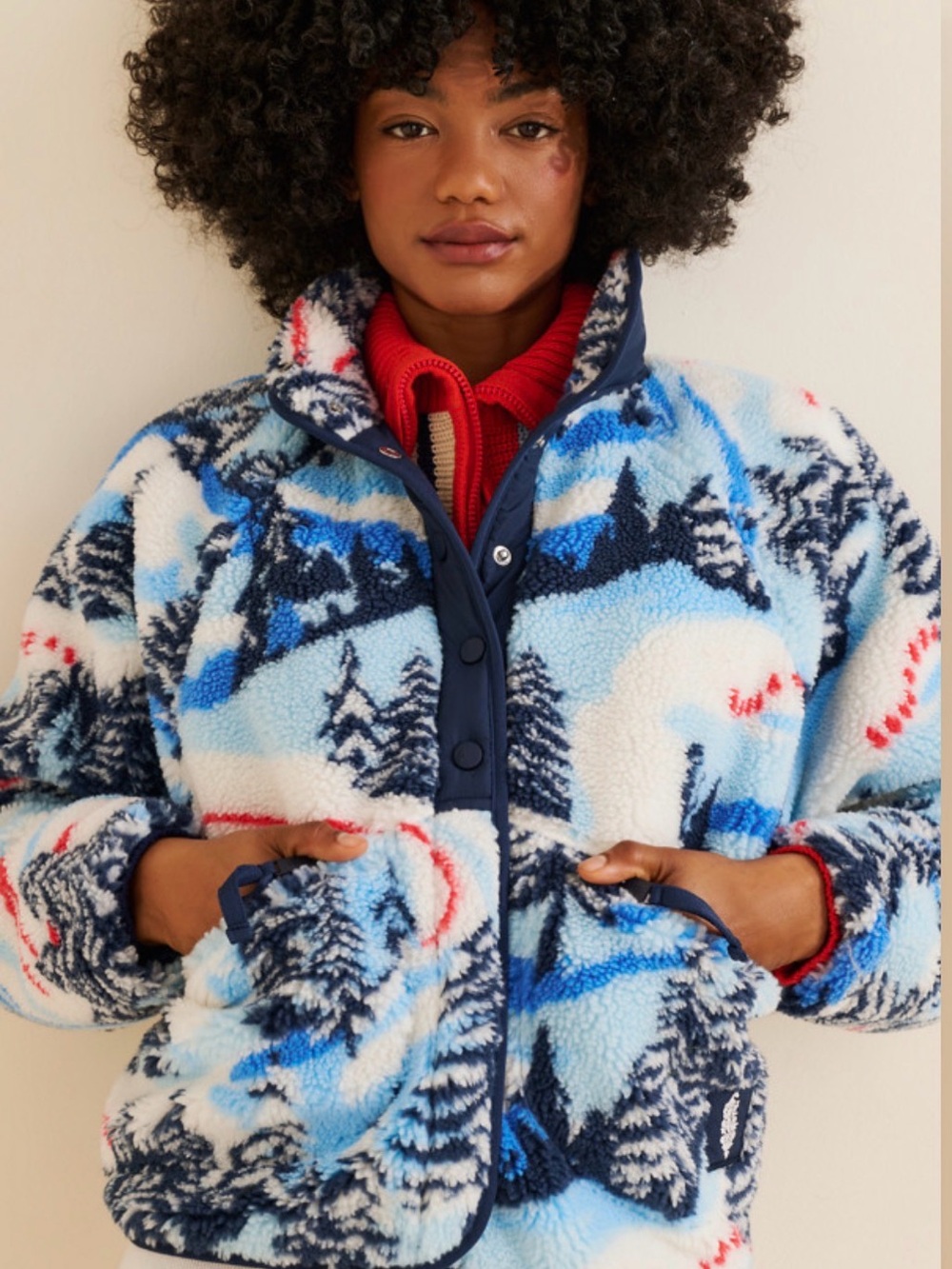 FREE PEOPLE x movement Hit The Slopes Printed Fleece Jacket size extra small